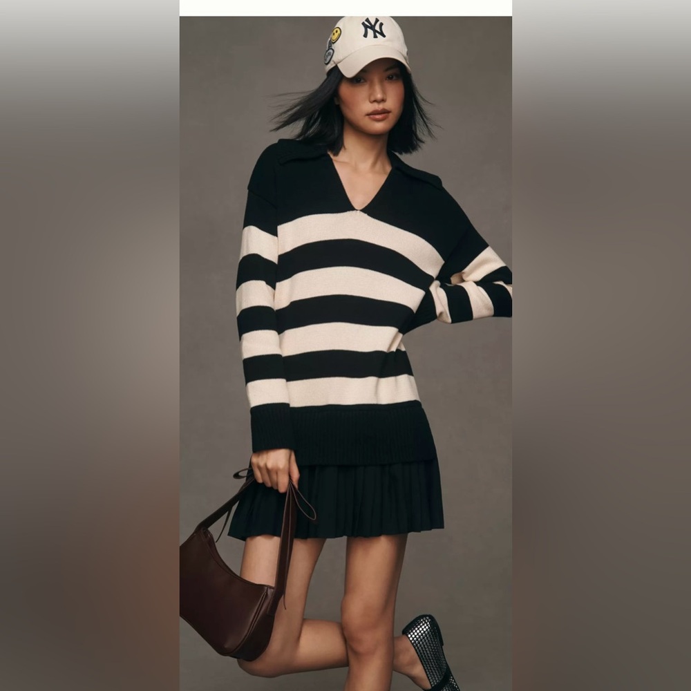 ANTHROPOLOGIE English Factory Collared Twofer Sweater Mini Dress size M - NWT